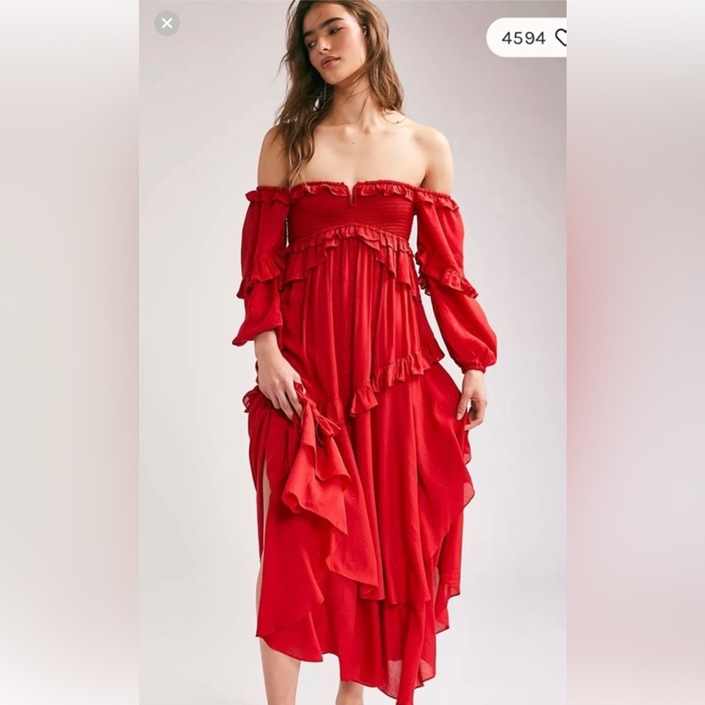 New With Tags Spell & the Gypsy Clementine Mermaid Maxi Dress Haute Red Medium - Picture 2 of 5